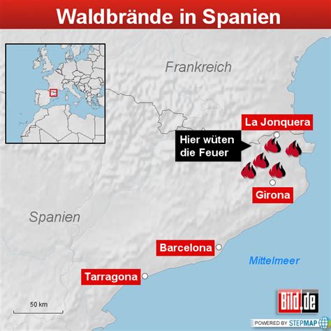 waldbrand spanien aktuell karte